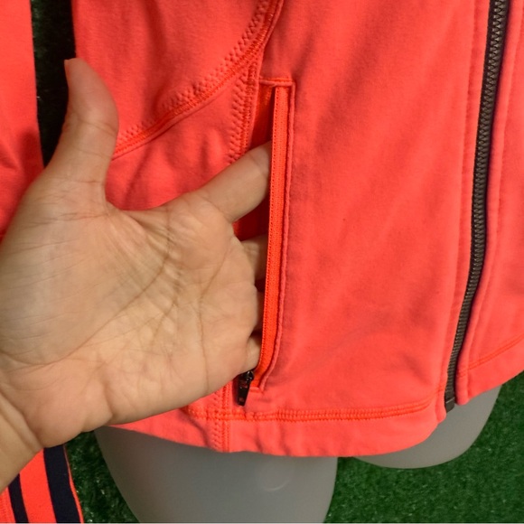 Lululemon Forme Classic Stripe Light Flare Inkwell Neon Orange Athletic Jacket 4 - Picture 4 of 9